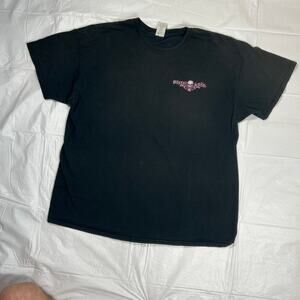 Diesel Life Men's XL Black Graphic T-Shirt Pink Skull Pistons Biker Streetwear
